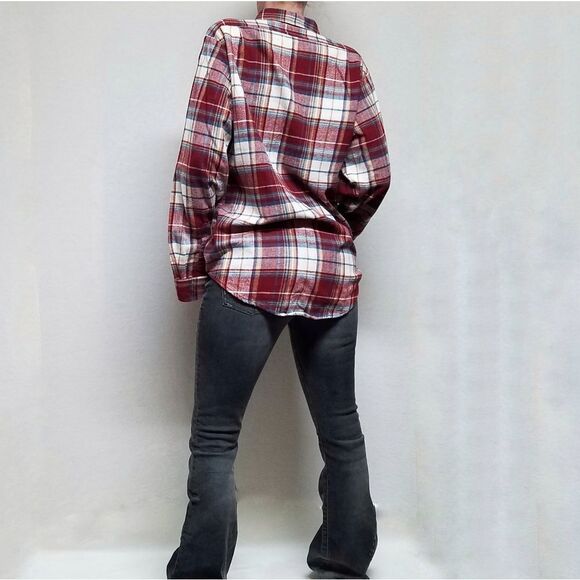 VINTAGE 1980s Levi's Red Soft Flannel Button Down Western Hipster Oxford Shirt - Picture 4 of 15